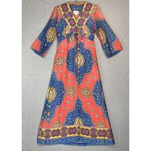 Vintage Diana Dean Julius Lonshein Dress Women Size S Psychedelic Kaftan Mod 60s
